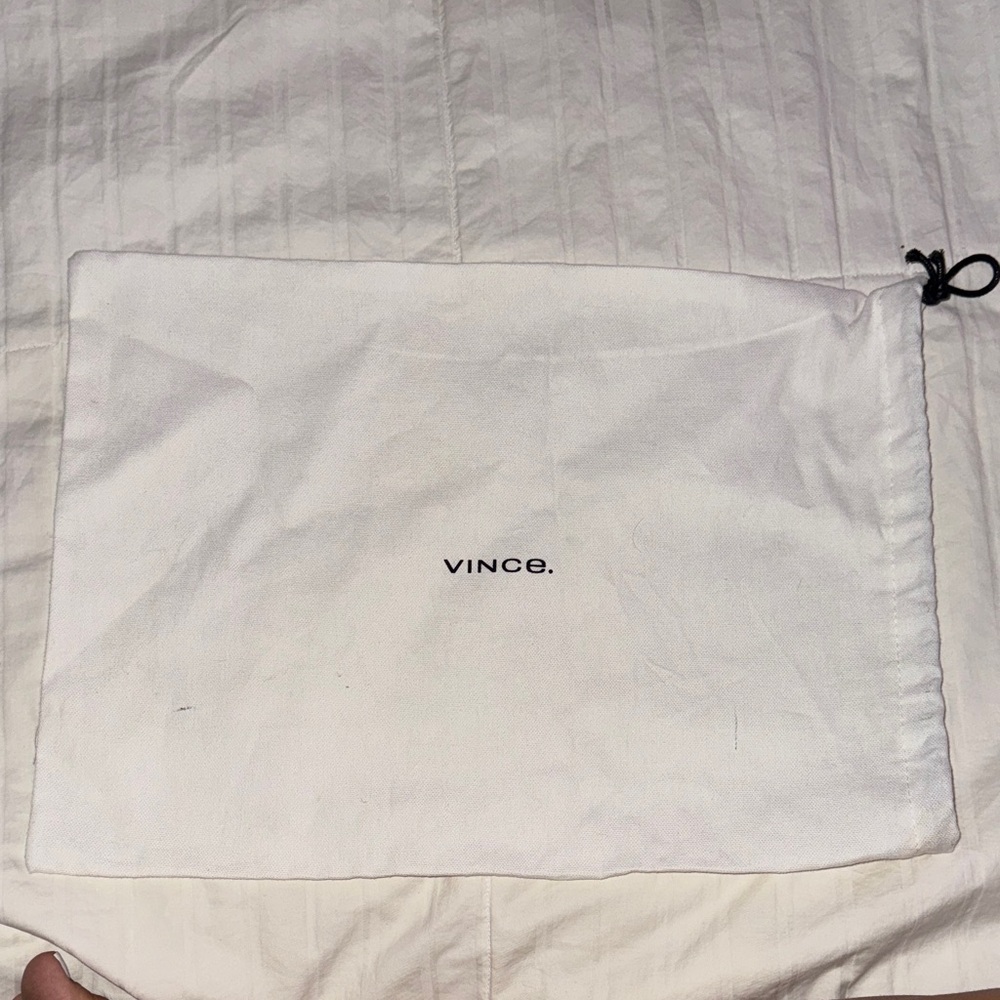 Vince White Drawstring Dust Bag with Black Accent